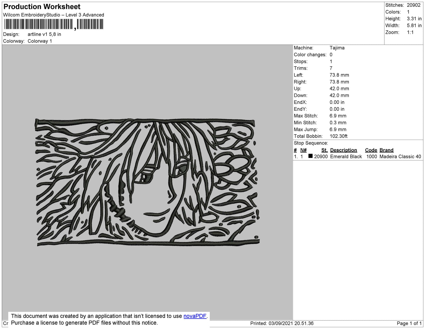 Artline V1 - Howl Pendragon Embroidery File 4 size