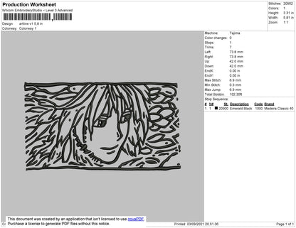 Artline V1 - Howl Pendragon Embroidery File 4 size
