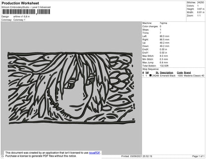 Artline V1 - Howl Pendragon Embroidery File 4 size