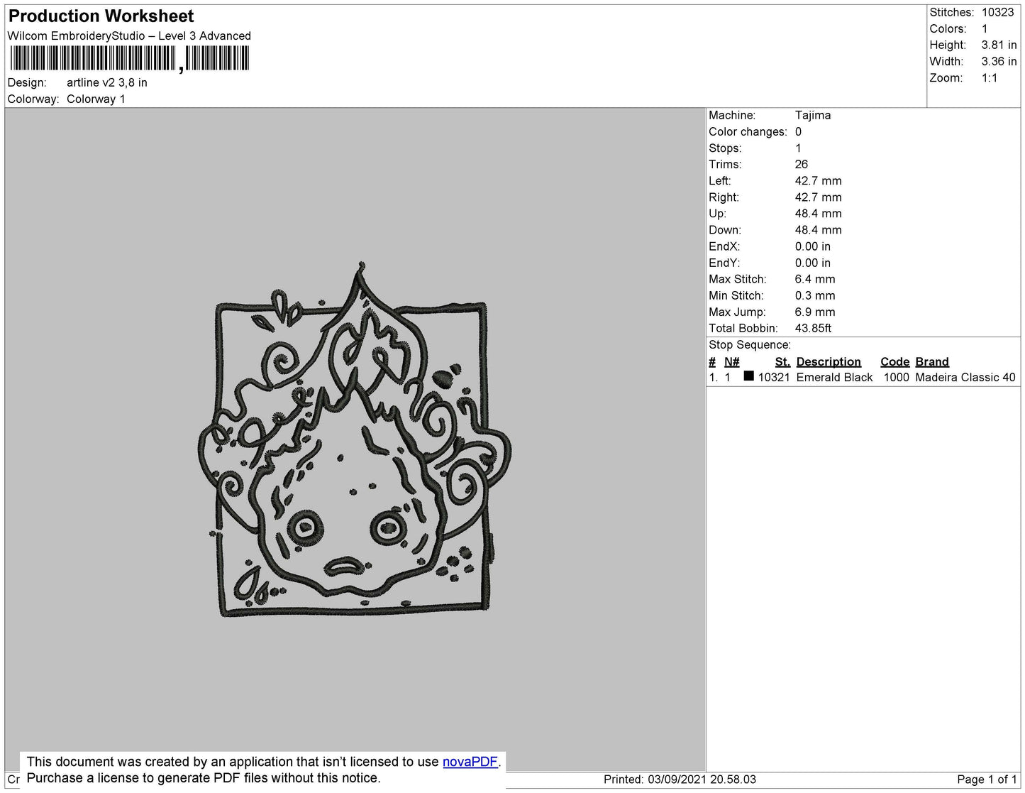 Artline V2 - Calfifer Embroidery File 4 size