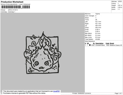 Artline V2 - Calfifer Embroidery File 4 size