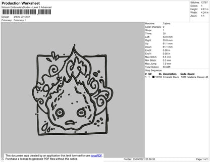 Artline V2 - Calfifer Embroidery File 4 size