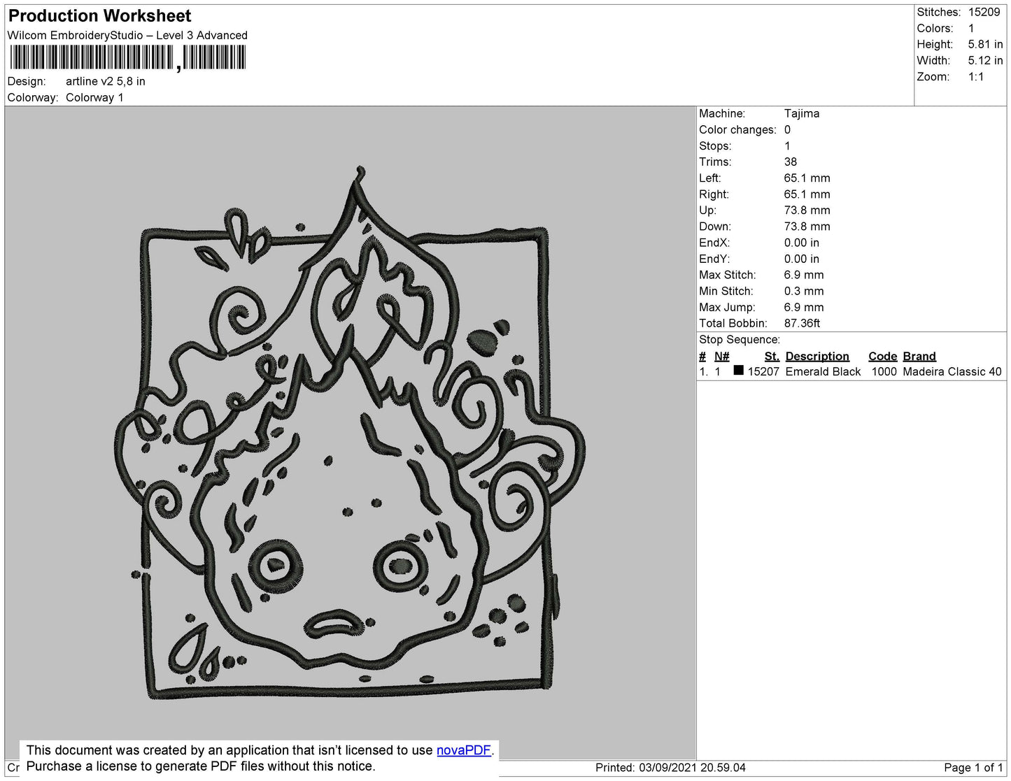 Artline V2 - Calfifer Embroidery File 4 size