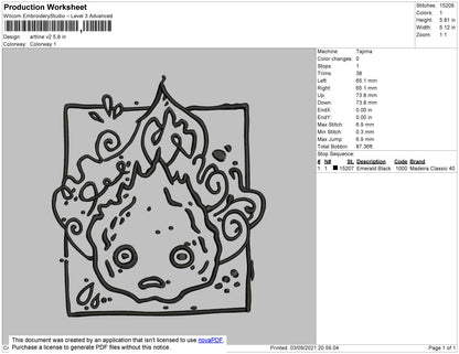Artline V2 - Calfifer Embroidery File 4 size