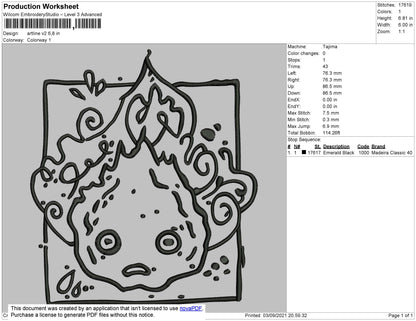Artline V2 - Calfifer Embroidery File 4 size