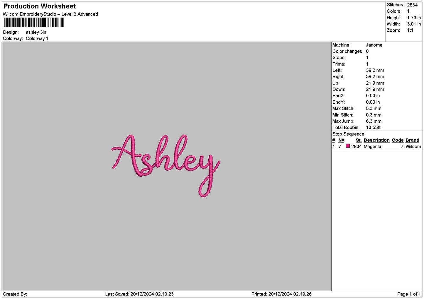 5 Names Separate Embroidery Files