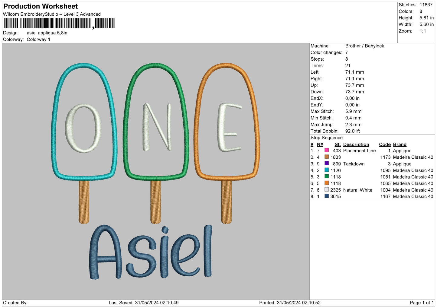 Asieltext App Embroidery File 6 sizes