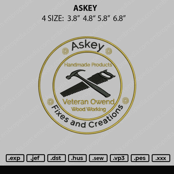 Askey Embroidery File 4 size