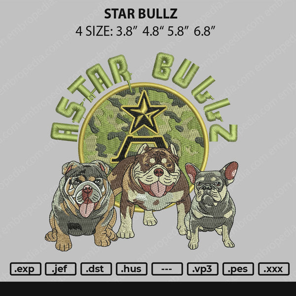 Astar Bullz Embroidery File 4 size