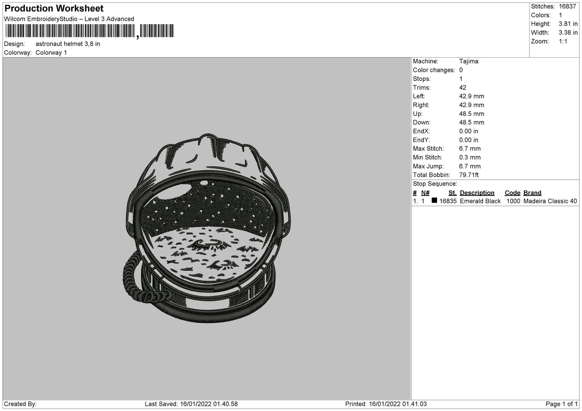 Astronaut Helmet Embroidery File 4 size