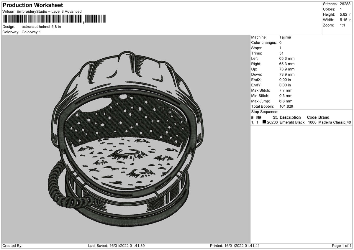 Astronaut Helmet Embroidery File 4 size