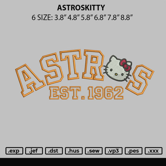 Astros kitty est. 1962 Embroidery File 6 sizes