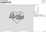 Astros Love Embroidery File 6 sizes