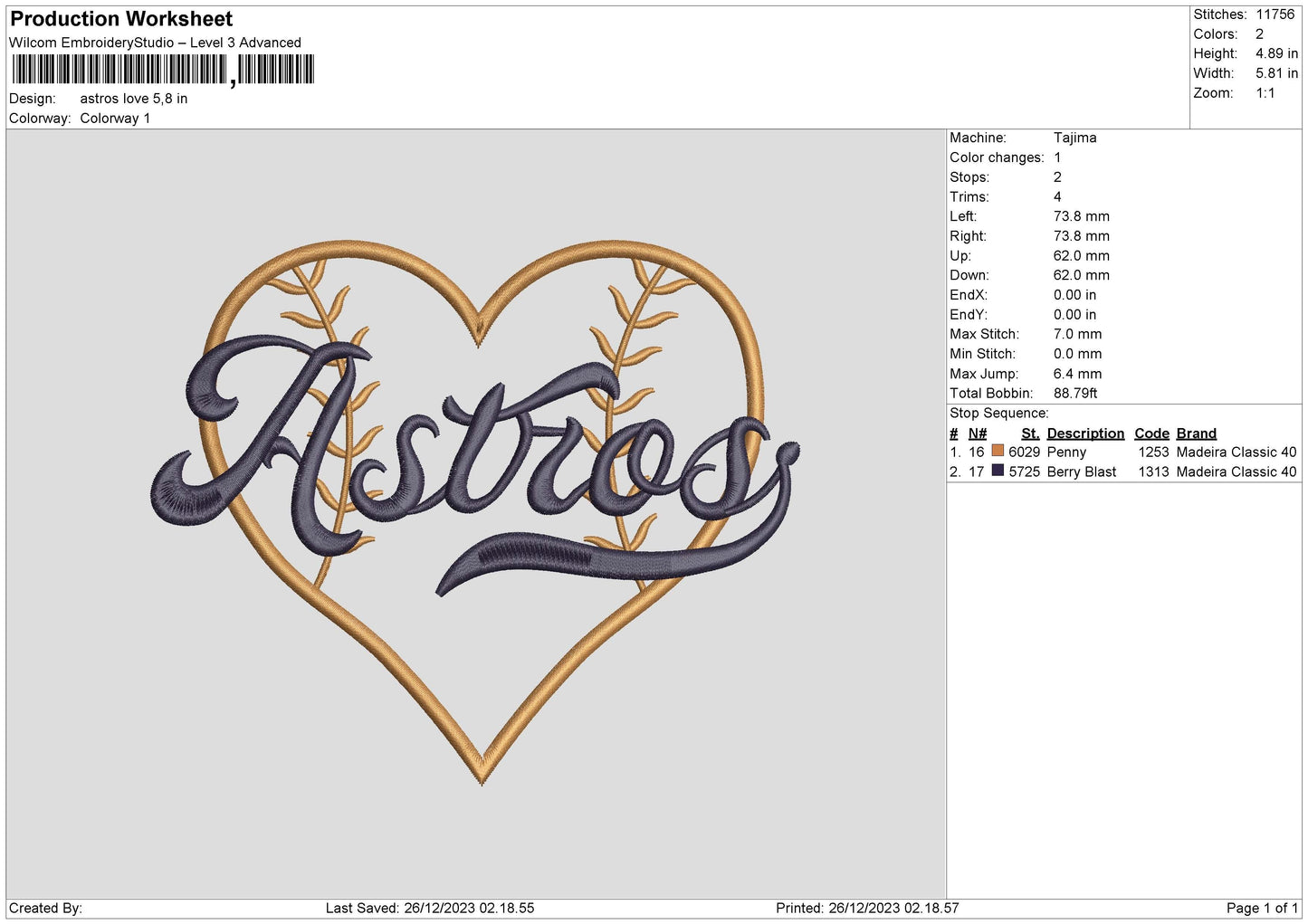 Astros Love Embroidery File 6 sizes