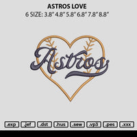 Astros Love Embroidery File 6 sizes