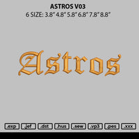 Astros V03 Embroidery File 6 sizes