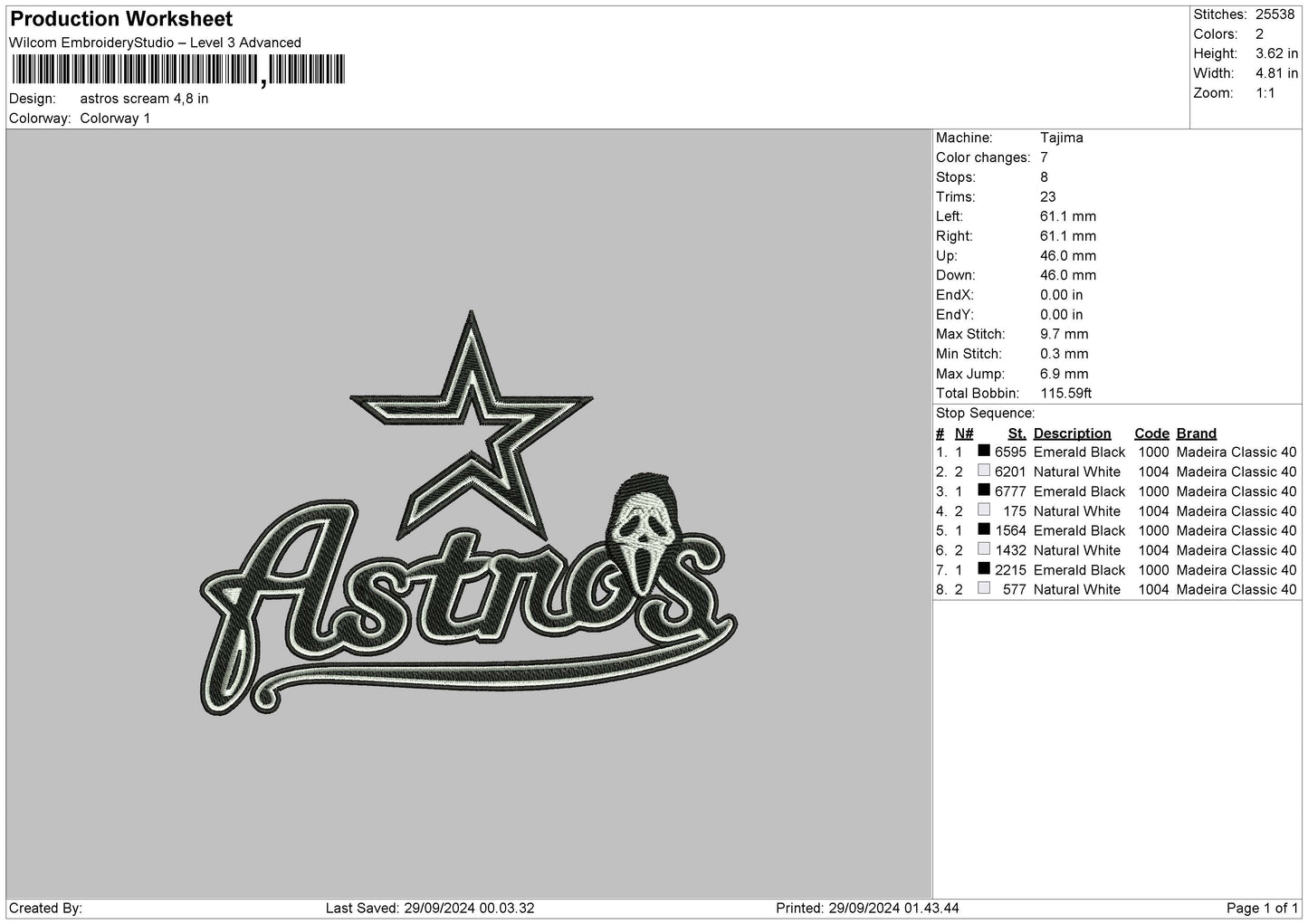 Astrostext 2909 Embroidery File 6 sizes