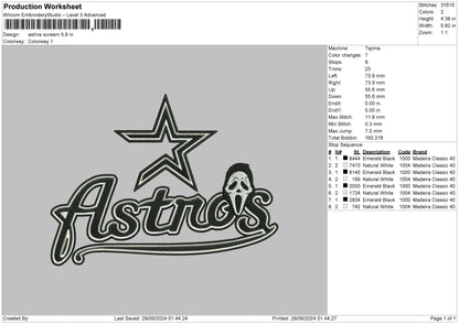 Astrostext 2909 Embroidery File 6 sizes