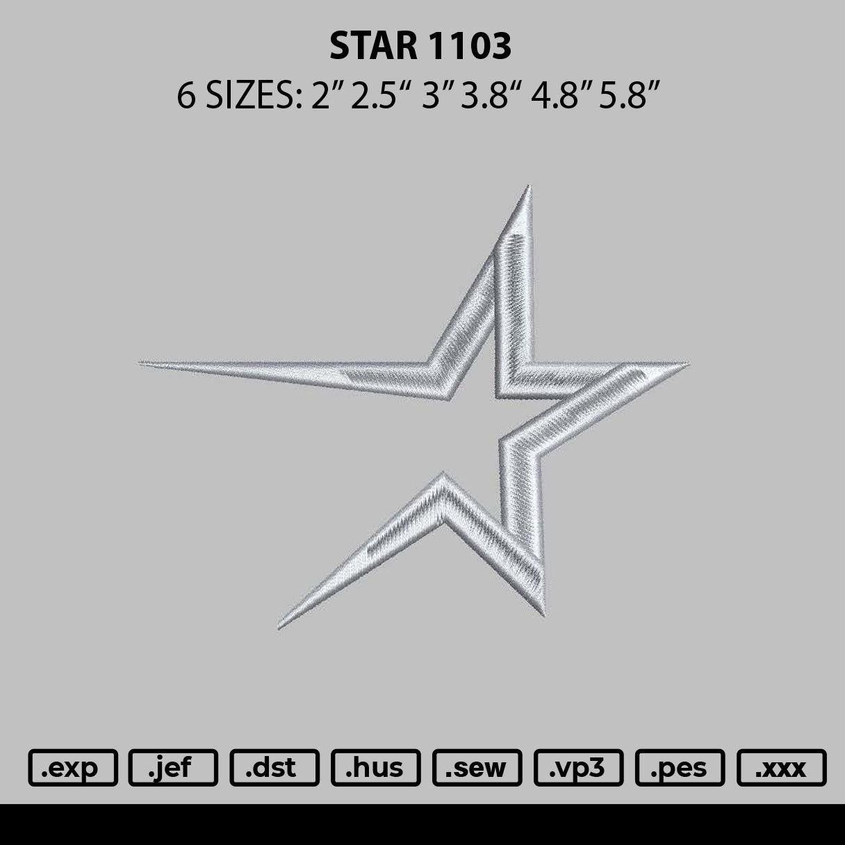 Star 1103 Embroidery File 6 sizes