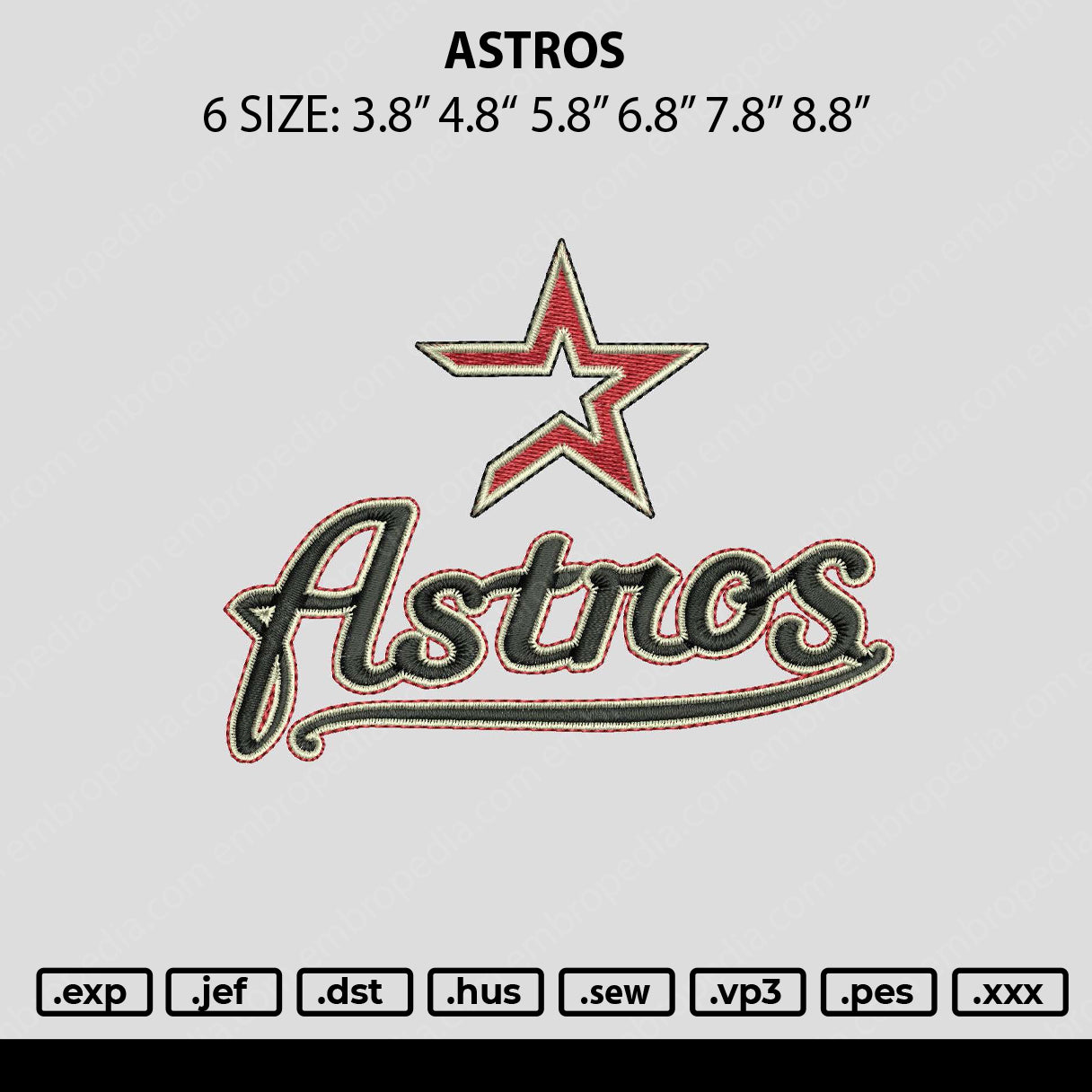 Astros V3 Embroidery FIle 6 sizes