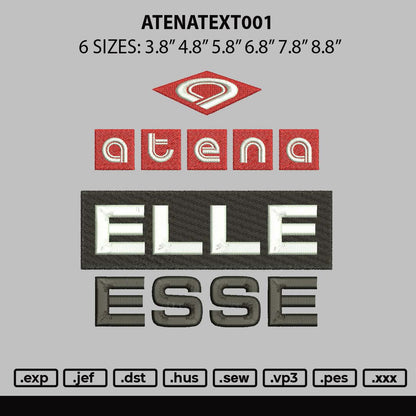 Atenatext 001 Embroidery File 6 sizes