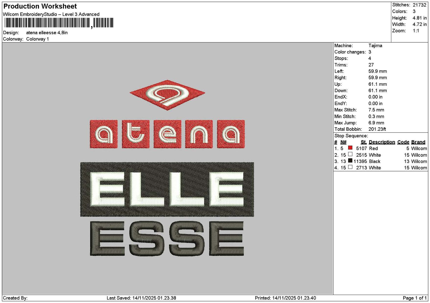 Atenatext 001 Embroidery File 6 sizes