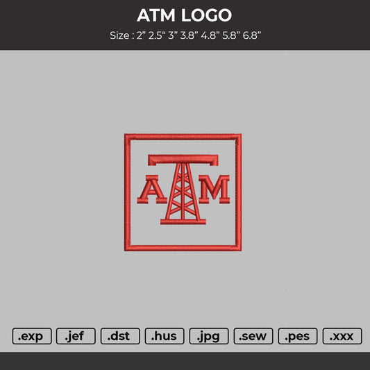 ATM LOGO  Embroidery File 6 sizes