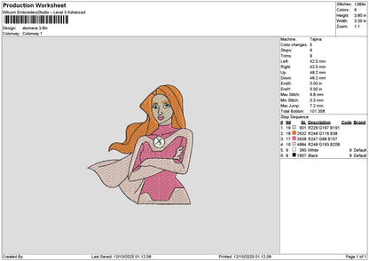 Pink Hero 1210 Embroidery File 6 sizes