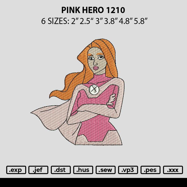 Pink Hero 1210 Embroidery File 6 sizes