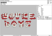 Saucetext 0512 Embroidery File 6 sizes