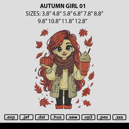 Autumn Girl 01 Embroidery File 6 sizes