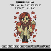Autumn Girl 01 Embroidery File 6 sizes