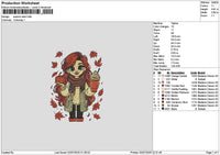 Autumn Girl 01 Embroidery File 6 sizes