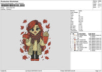 Autumn Girl 01 Embroidery File 6 sizes