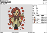 Autumn Girl 01 Embroidery File 6 sizes