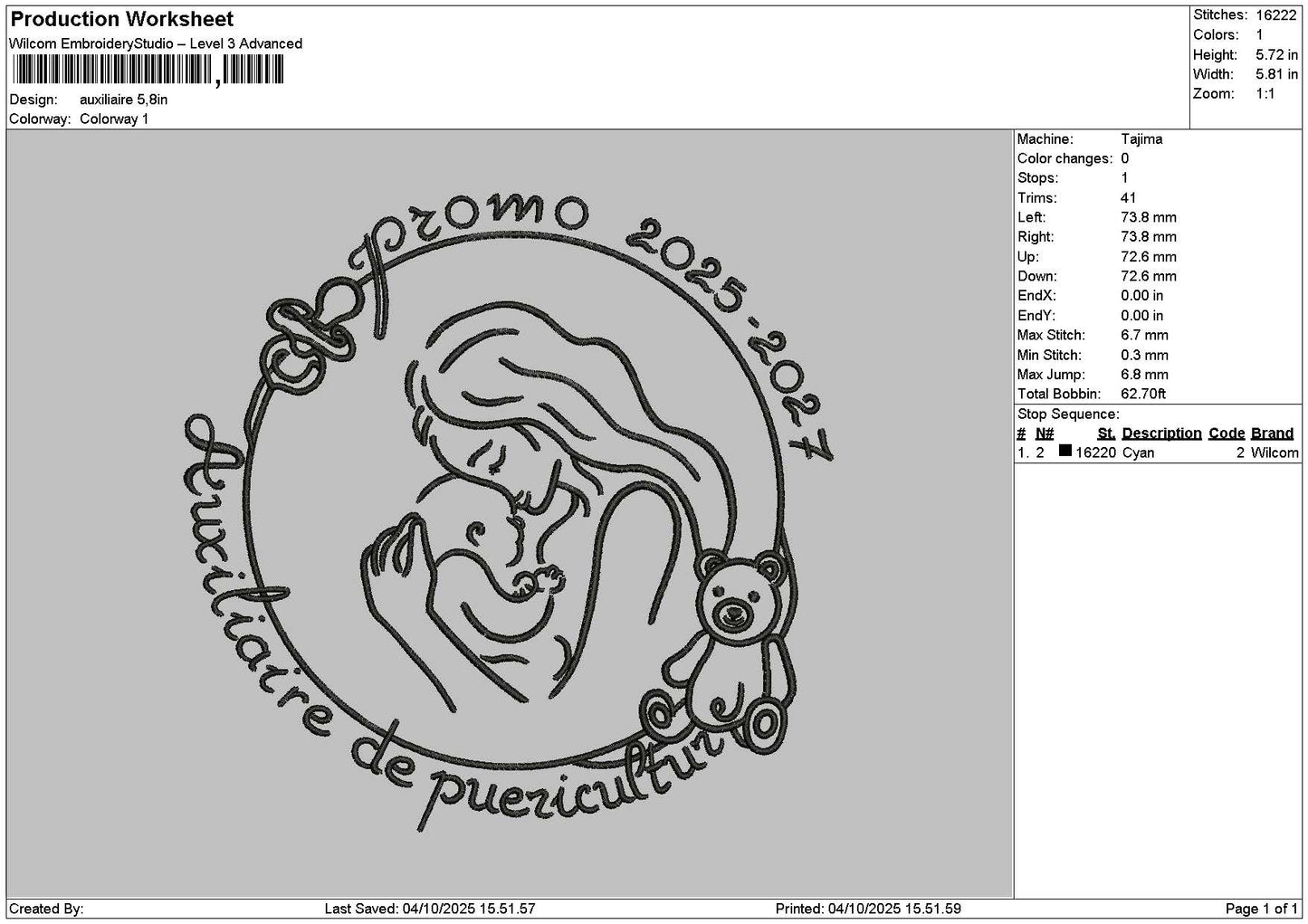 Babymomcircle Embroidery File 6 sizes