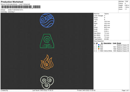 Avatar 4 Elements Embroidery File 4 size