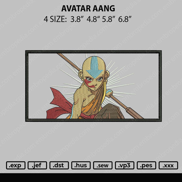 Avatar Aang Embroidery File 4 size