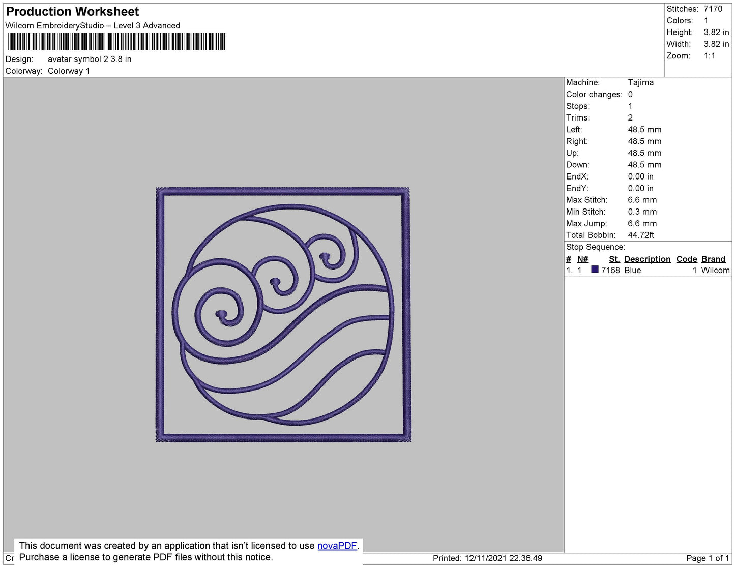 Avatar Symbol V2 Embrooidery File 4 size