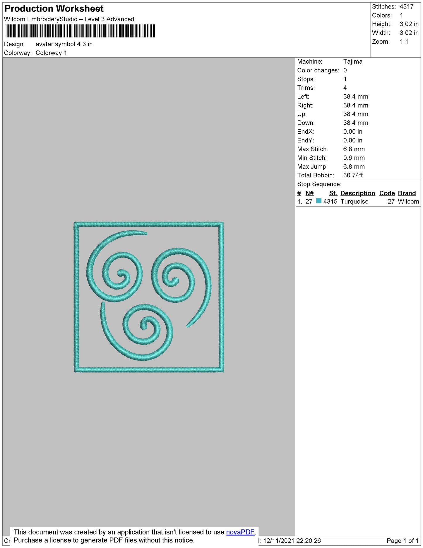 Avatar Symbol 4 Embroidery File 4 size