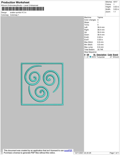 Avatar Symbol 4 Embroidery File 4 size