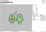 Avocado Couple Embroidery File 4 size