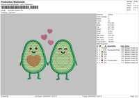 Avocado Couple Embroidery File 4 size