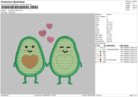 Avocado Couple Embroidery File 4 size