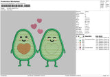 Avocado Couple Embroidery File 4 size