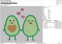 Avocado Couple Embroidery File 4 size