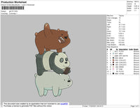 Bare Bears Embroidery File 4 size