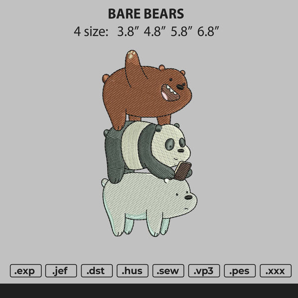 Bare Bears Embroidery File 4 size