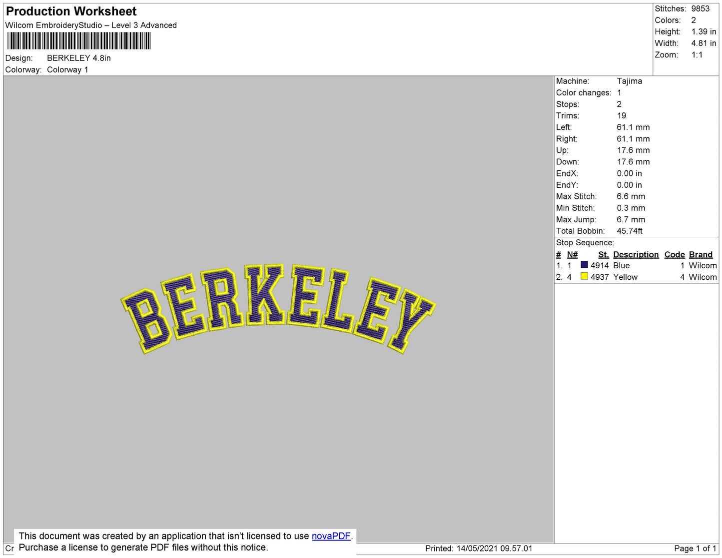Berkeley Text Embroidery File 4 size