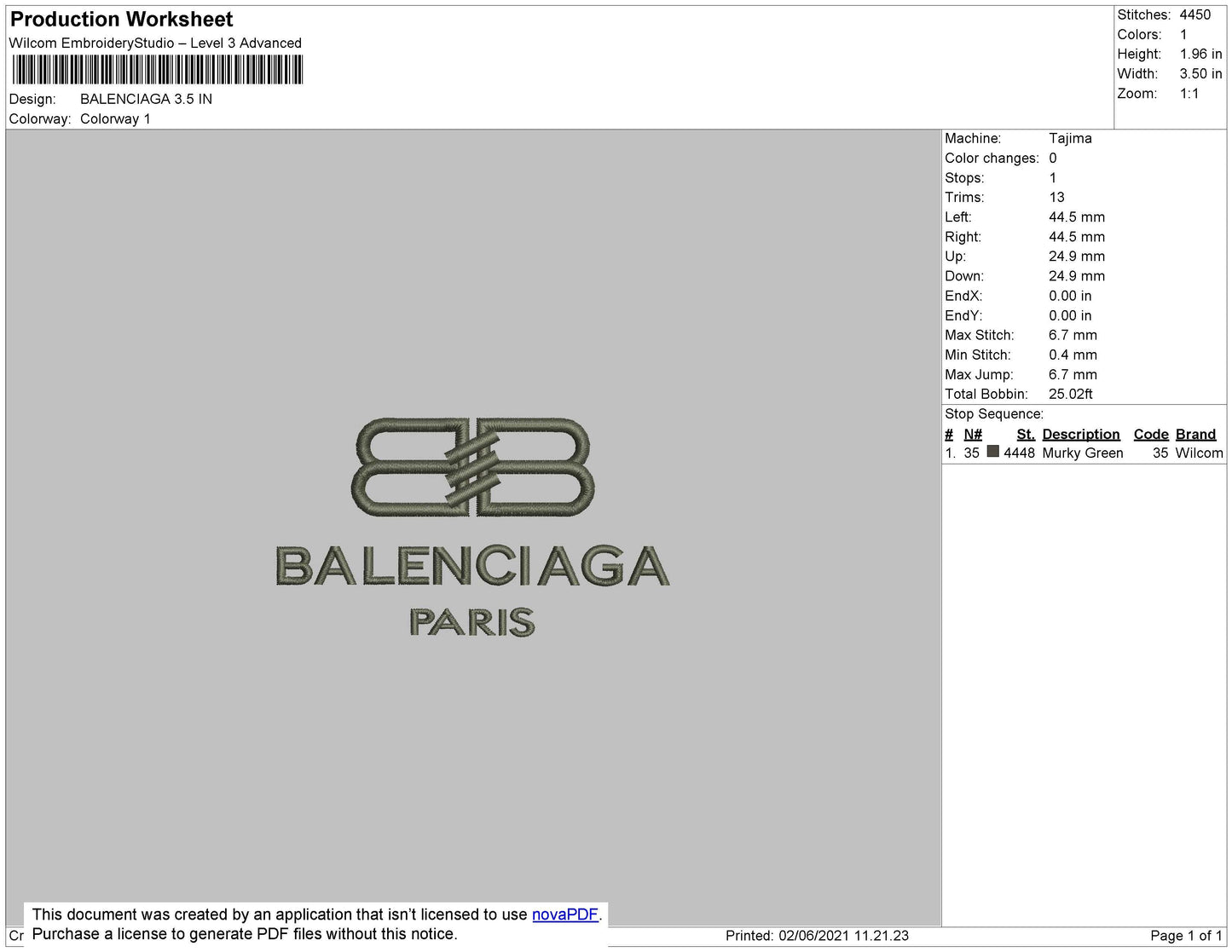 BALENCIAGA Embroidery File 4 size